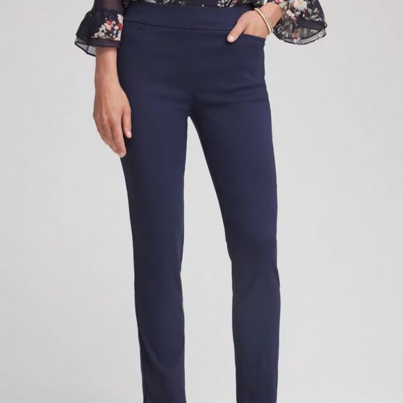 Chico's Brigitte Navy Slim Pull-On Ankle Pants size 1.5 - Picture 1 of 4